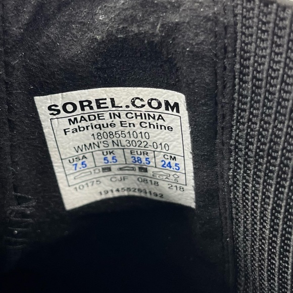Sorel Lea Joan of Arctic Black Leather Wedge Ankle Booties Boots Size 7.5 - Picture 6 of 8